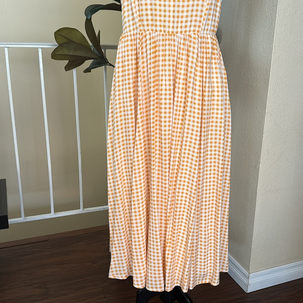 Torrid Midi Challis Skater Yellow Plaid Dress 0/L US 12 - Picture 7 of 16